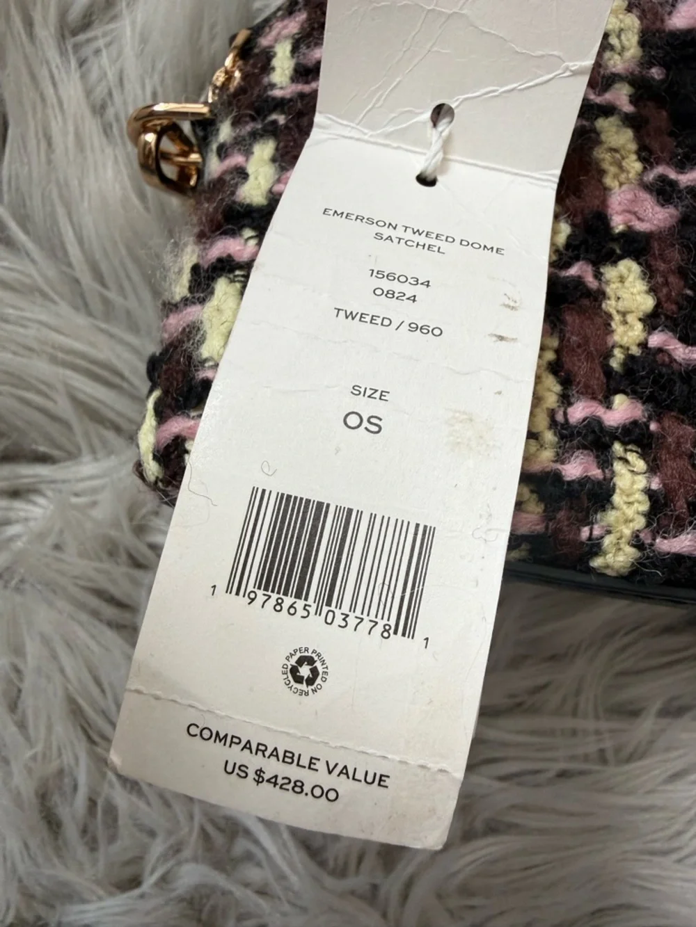 TORY BURCH Emerson Tweed Dome Satchel NWT